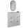 Shoe Cabinet STIVIO 2x 3 Flaps White Grey 60 cm, Oval LED Mirror with Frame (3 Light Levels)