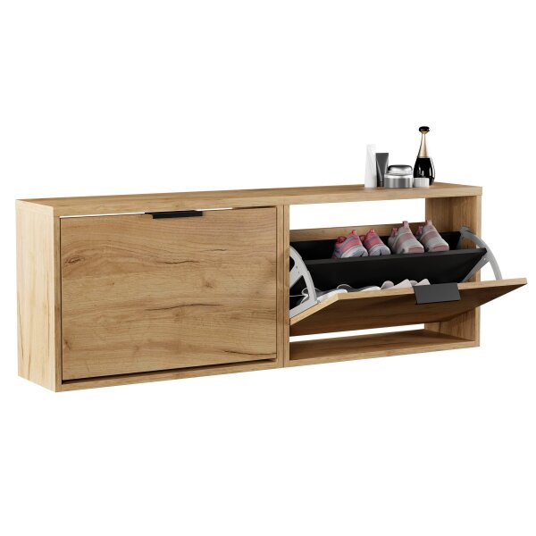 Schuhschrank STIVIO 2x 1 Klappe Gold Eiche