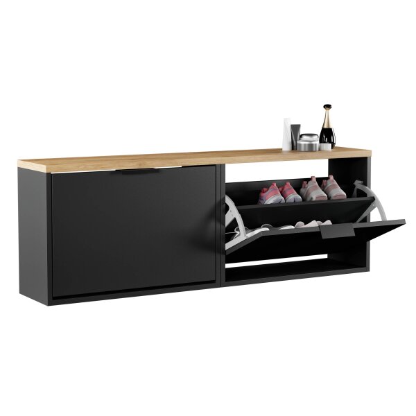 Schuhschrank STIVIO 2x 1 Klappe Schwarz