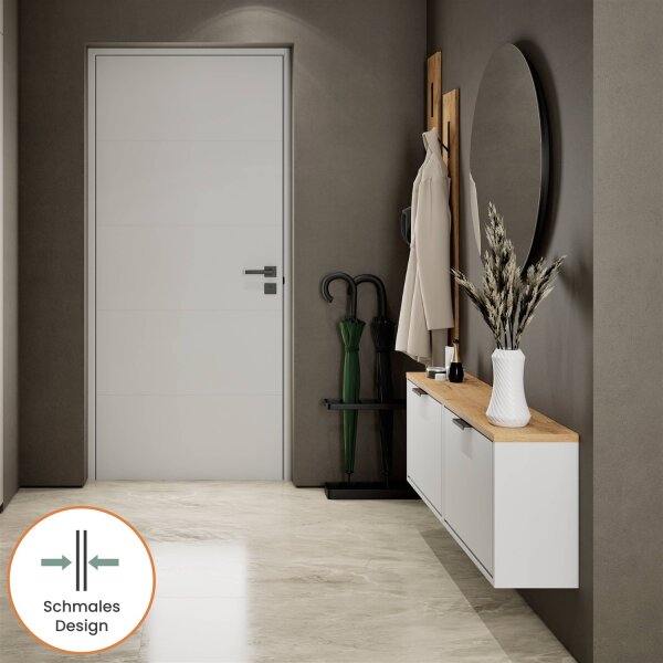 Schuhrank STIVIO 2x 1 Klappe Weiß Grau