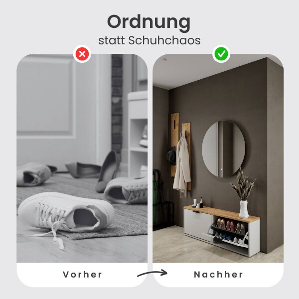 Schuhrank STIVIO 2x 1 Klappe Weiß Grau