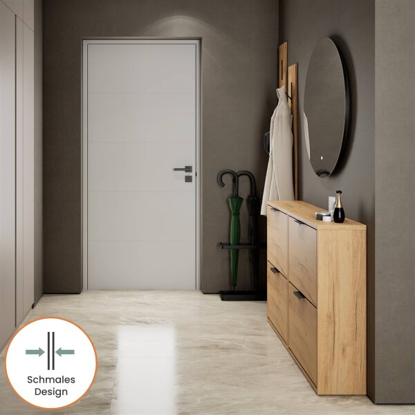 Schuhschrank STIVIO 2x 2 Klappe Gold Eiche