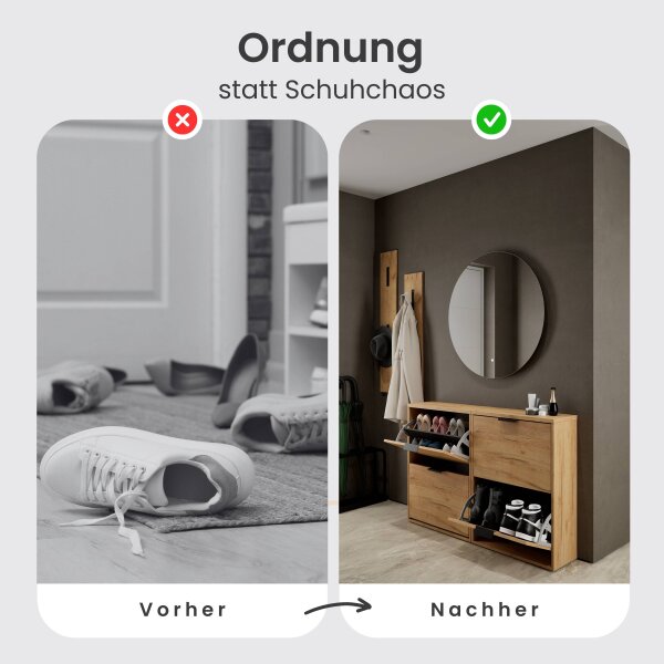 Schuhschrank STIVIO 2x 2 Klappe Gold Eiche