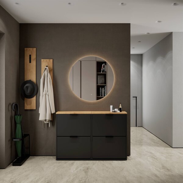 Shoe Cabinet STIVIO with 1 Flap in Golden Oak – 60 cm Wide