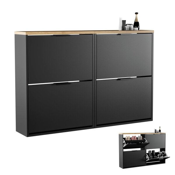 Shoe Cabinet STIVIO with 1 Flap in Golden Oak – 60 cm Wide