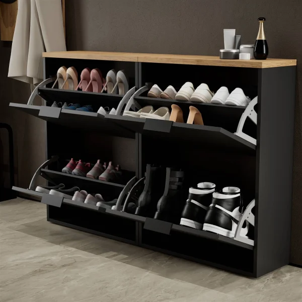 Schuhschrank STIVIO 2x 2 Klappe Schwarz