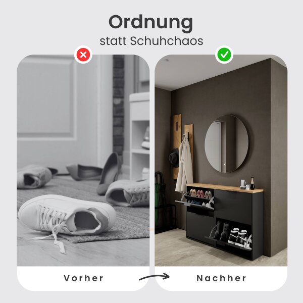 Schuhschrank STIVIO 2x 2 Klappe Schwarz