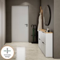 Schuhrank STIVIO 2x 2 Klappe Weiß Grau 60 cm