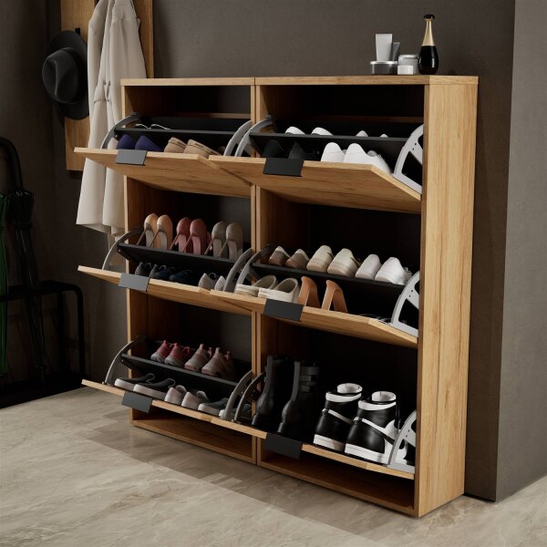 Schuhschrank STIVIO 2x 3 Klappe Gold Eiche