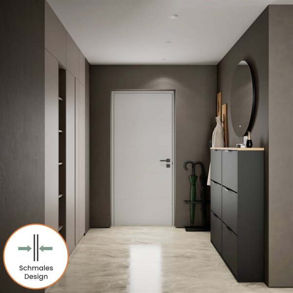 Schuhschrank STIVIO 2x 3 Klappe Schwarz