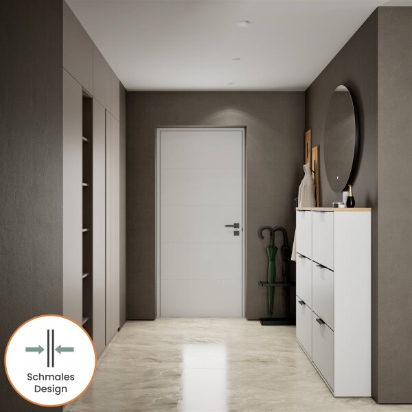 Schuhschrank STIVIO 2x 3 Klappe Weiß Grau