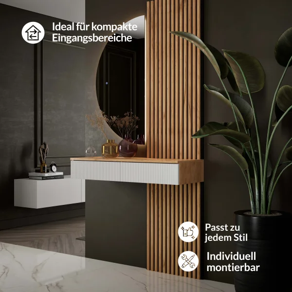 Tavolino AMYRA da 100 cm in rovere dorato / bianco - sospeso