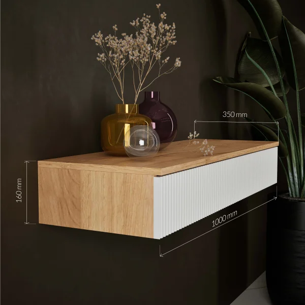 Tavolino AMYRA da 100 cm in rovere dorato / bianco - sospeso
