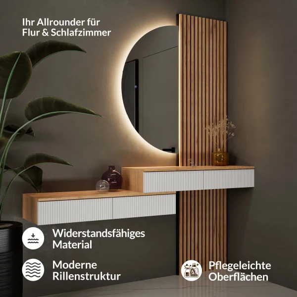 Tavolino AMYRA da 100 cm in rovere dorato / bianco - sospeso