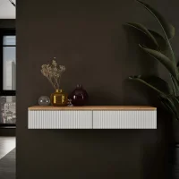 AMYRA Console Table 100 cm in Gold Oak / White -...