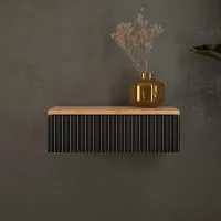 AMYRA Konsolentisch 50 cm in Gold Eiche / Schwarz -...