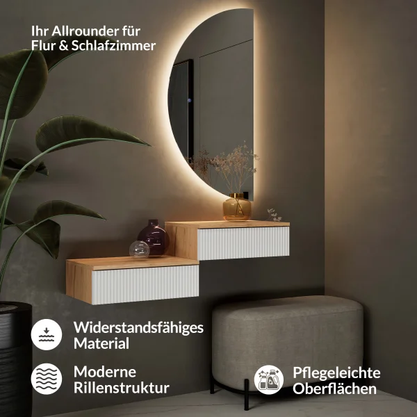 Tavolino AMYRA da 50 cm in rovere dorato / bianco - sospeso