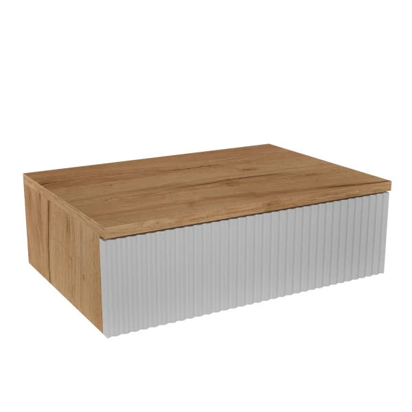 Tavolino AMYRA da 50 cm in rovere dorato / bianco - sospeso
