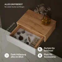 AMYRA Side Table 50 cm in Gold Oak / White - Wall-Mounted