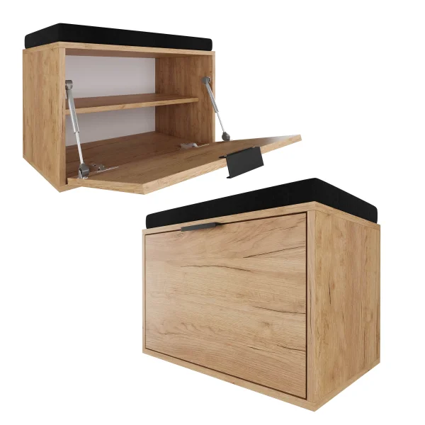 ELYO Shoe Bench with Seat, Gold Oak, 60 cm