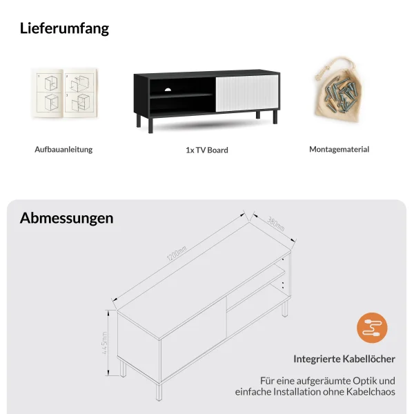 LIORA TV Board 120 cm, verschiedene Farben