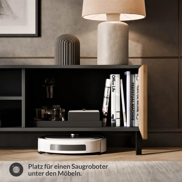 LIORA TV Board 120cm Anthrazit mit Tür in Gold Eiche