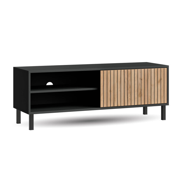 LIORA TV Board 120cm Anthrazit mit Tür in Gold Eiche