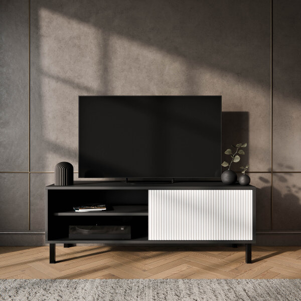 LIORA TV Board 120cm Anthrazit mit Tür in weiß
