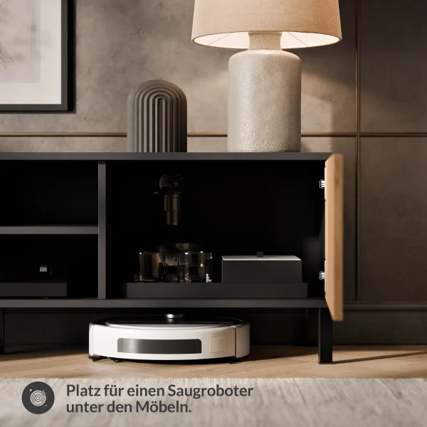 LIORA TV Board 150cm Anthrazit mit Türen in Gold Eiche