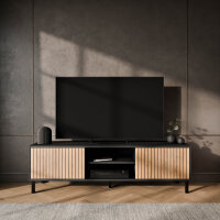 LIORA TV Board 150cm Anthrazit mit Türen in Gold Eiche