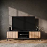 LIORA TV Board 150 cm antracite con ante in rovere dorato
