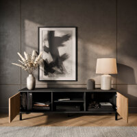 LIORA TV Board 150cm Anthrazit mit Türen in Gold Eiche