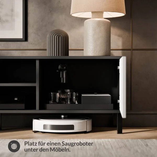 LIORA TV Board 150cm Anthrazit mit Türen in weiß