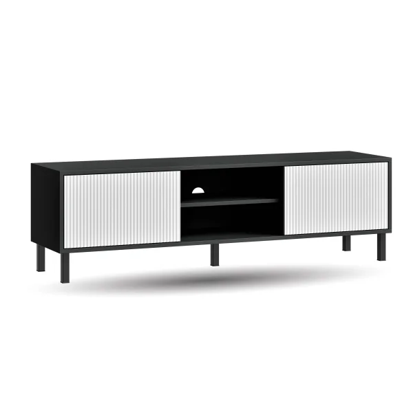 LIORA TV Board 150cm Anthrazit mit Türen in weiß