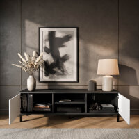 LIORA TV Board 150cm Anthrazit mit Türen in weiß
