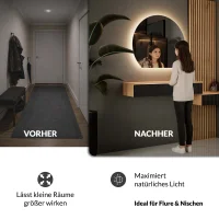 AUBE Mirror with LED Lighting, 80 cm
