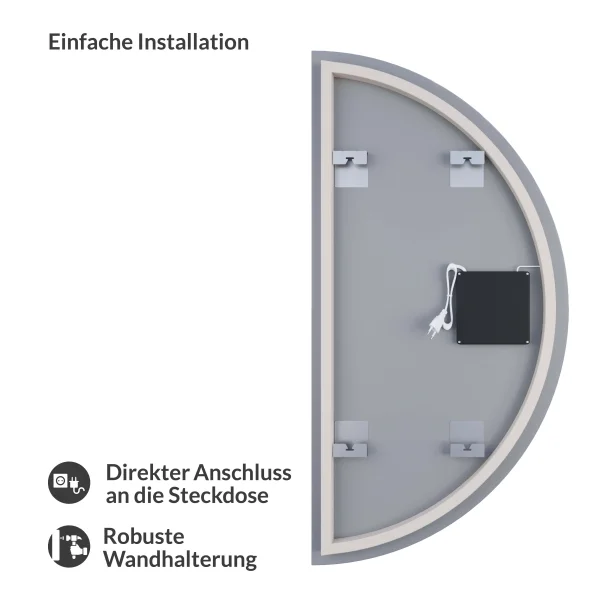 LED Spiegel NIVORA halbrund 50×100 cm