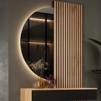 LED Spiegel NIVORA halbrund 50&times;100 cm