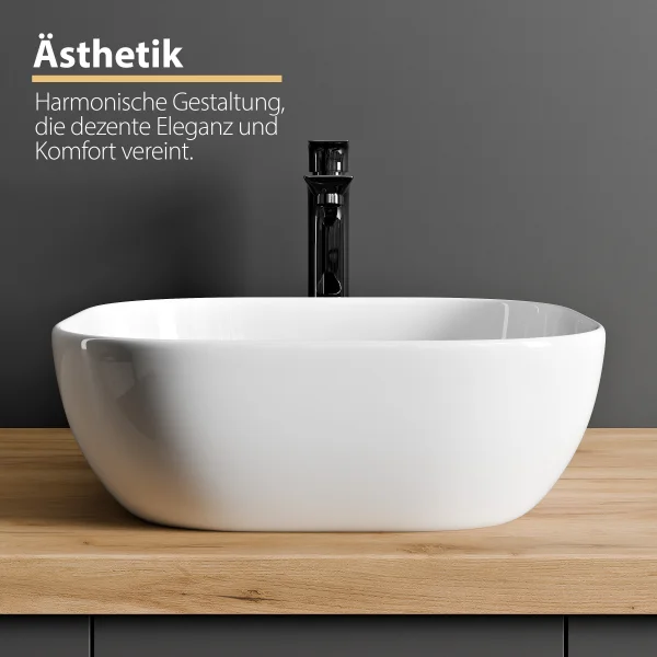 Mezclador monomando para lavabo – Negro brillante, 17 cm