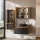 Ensemble de meubles de salle de bains ARISA avec armoire haute noire - Comprend une armoire de toilette « ARIA » et un lavabo à poser en céramique noir de 42 cm