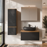 ARISA Badmöbel Set inkl. Hochschrank in Schwarz -...