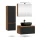 Ensemble de meubles de salle de bains ARISA avec armoire haute noire - Comprend une armoire de toilette « ARIA » et un lavabo à poser en céramique noir de 60 cm