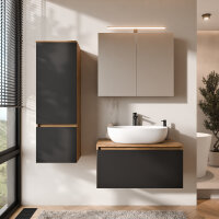 ARISA Badmöbel Set inkl. Hochschrank in Schwarz -...