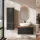 Ensemble de meubles de salle de bains ARISA avec armoire haute noire - comprenant un miroir LED « Glora » et un lavabo à poser en céramique blanche de 60 cm