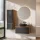 Ensemble de meubles de salle de bains ARISA avec armoire haute noire – Avec miroir Nova à LED et lavabo à poser en céramique noire de 42 cm