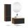 Ensemble de meubles de salle de bains ARISA avec armoire haute noire – Avec miroir Nova à LED et lavabo à poser en céramique blanche de 55 cm