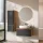 Ensemble de meubles de salle de bains ARISA avec armoire haute noire – Avec miroir Nova à LED et lavabo à poser en céramique blanche de 60 cm