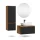 Ensemble de meubles de salle de bains ARISA avec armoire haute noire – Avec miroir Nova à LED et lavabo à poser en céramique blanche de 60 cm