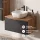 Ensemble de meubles de salle de bains ARISA avec armoire haute noire - Avec miroir à LED et lavabo à poser en céramique blanche de 42 cm
