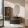 ARISA Bathroom Furniture Set, including a tall cabinet in black – with an LED mirror and a black ceramic countertop sink (60 cm)